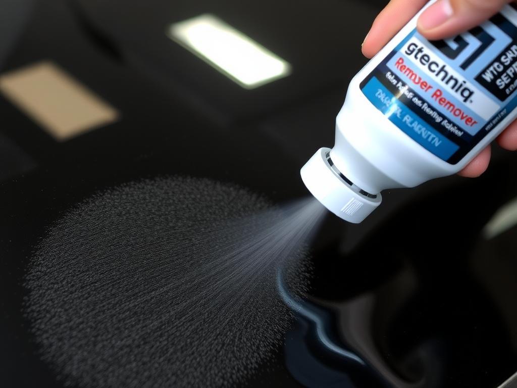 Gtechniq W7 Tar and Glue Remover being applied to car surface