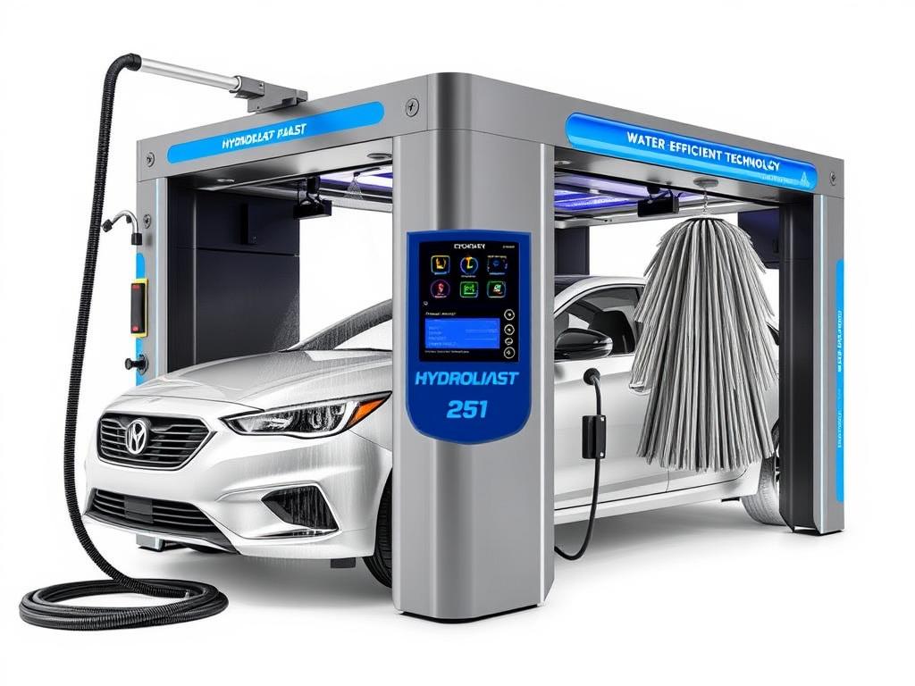 HydroBlast Pro 2025 touchless car wash system with adjustable nozzles and digital control panel