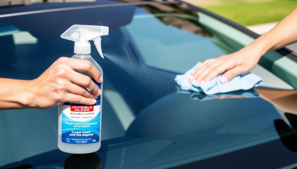 Invisible Glass Premium being used to clean a car windshield