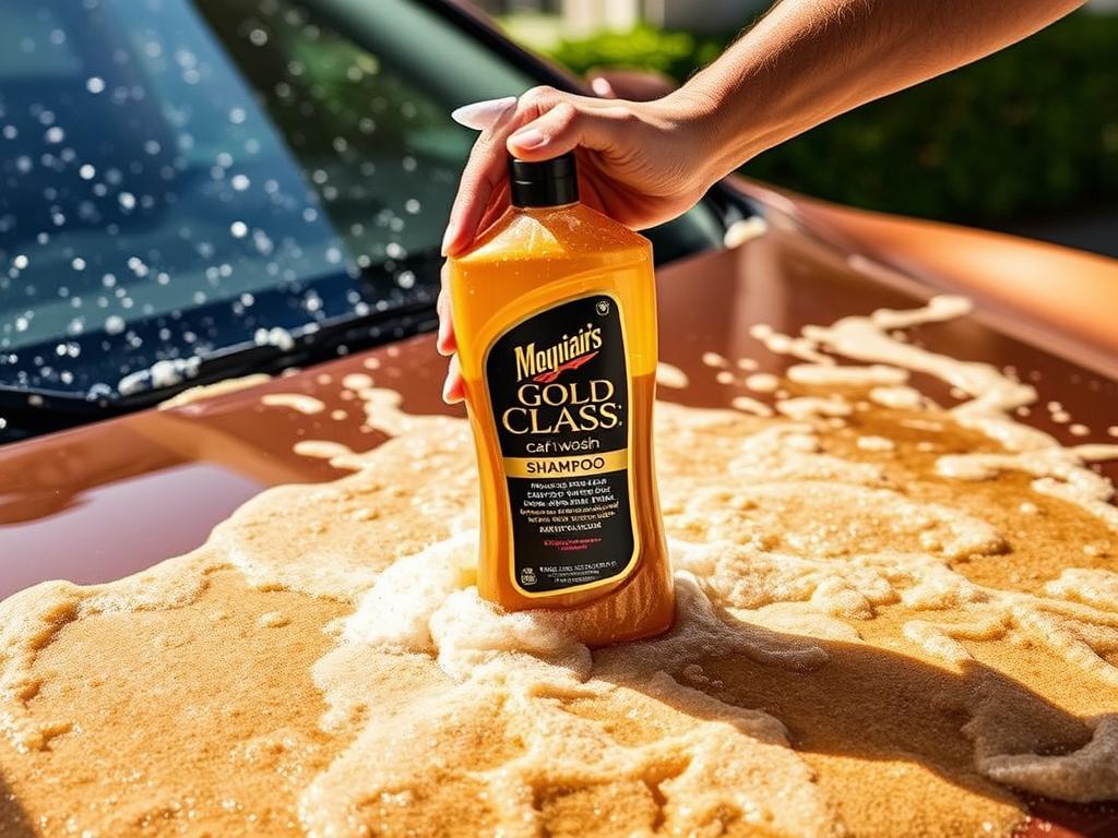 Meguiar's Gold Class Car Wash Shampoo being used to wash a luxury car