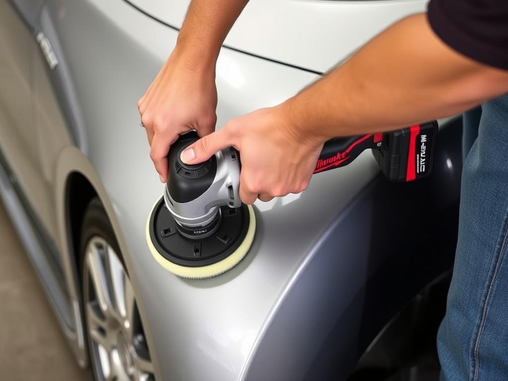 Milwaukee M18 FUEL Cordless Polisher - cordless car polisher machine in use