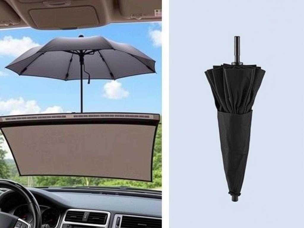 Nmoiss Sunshade Umbrella in both open and closed positions