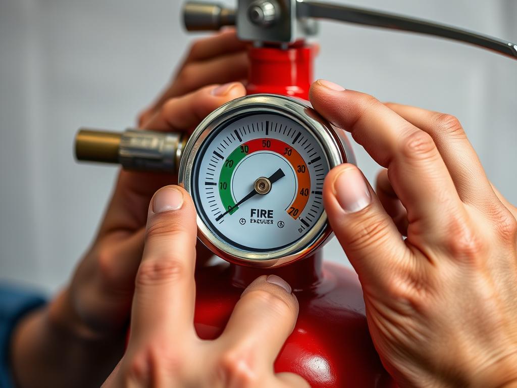 Proper maintenance check of a car fire extinguisher Proper maintenance check of a car fire extinguisher