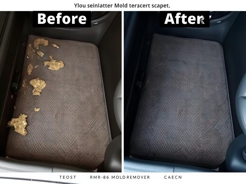 RMR-86 Pro Mold Remover showing before and after results on car carpet RMR-86 Pro Mold Remover showing before and after results on car carpet