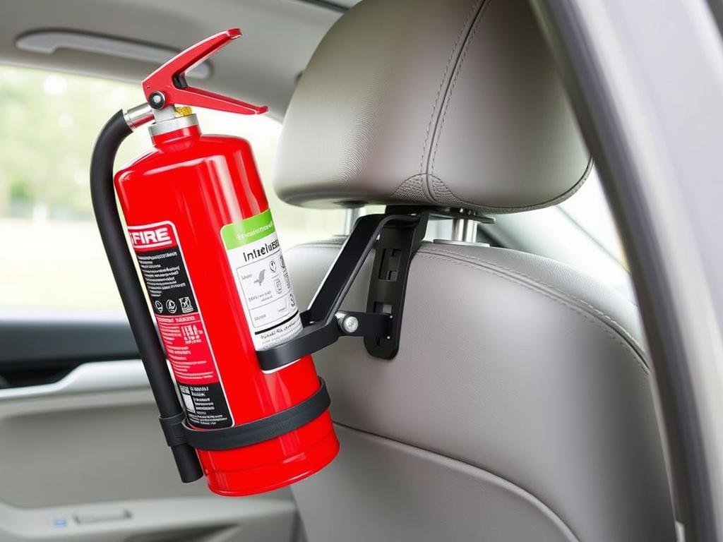 Seat rail mount for car fire extinguisher Seat rail mount for car fire extinguisher