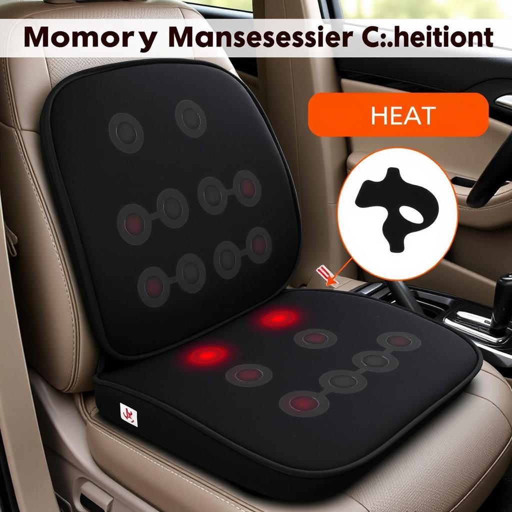 Snailax Memory Foam Massage Seat Cushion with Heat for car seat