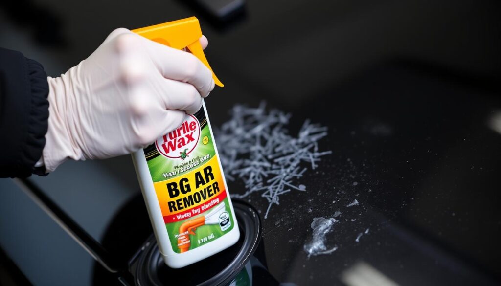 Turtle Wax Bug & Tar Remover bottle and application