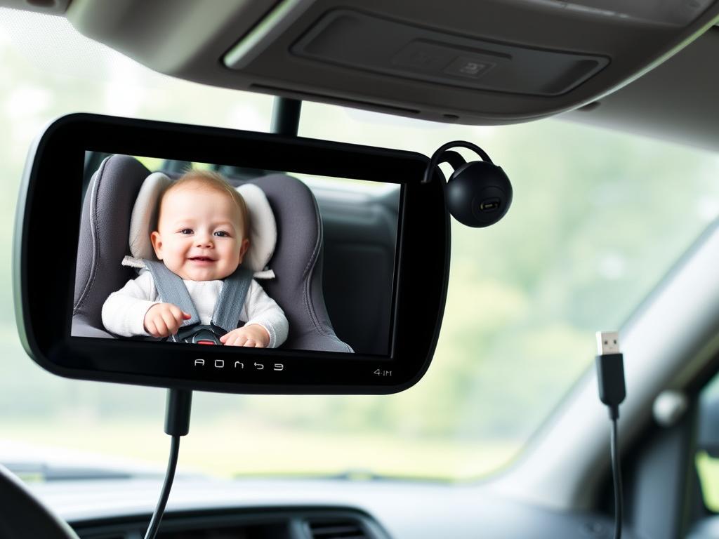 USB Car Camera for Baby with 4.5-inch mirror display