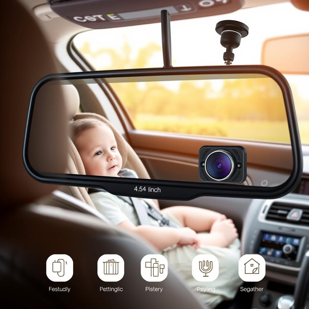 USB Car Camera for Baby with 4.5-inch mirror view