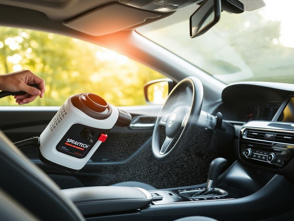 Wagner Spraytech 905e AutoRight Steam Cleaner cleaning car interior