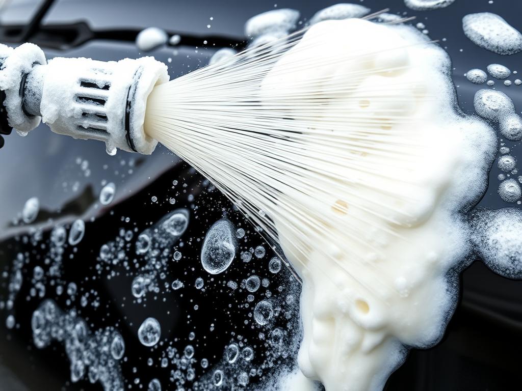 Wash and wax car soap creating thick foam on vehicle