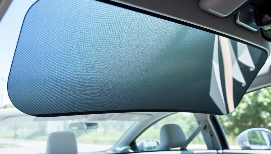 WeatherTech Sunshade installed in car windshield WeatherTech Sunshade installed in car windshield