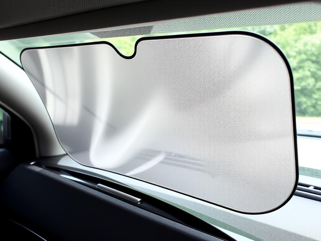 WeatherTech Sunshade installed in car windshield showing perfect fit
