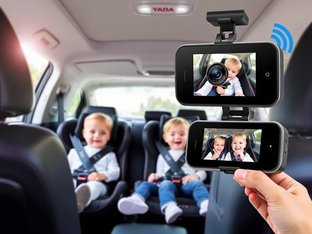 Yada Digital Tiny Traveler with split-screen monitoring of two children