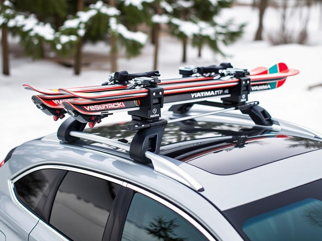 Yakima FreshTrack 4 Ski Rack on sedan