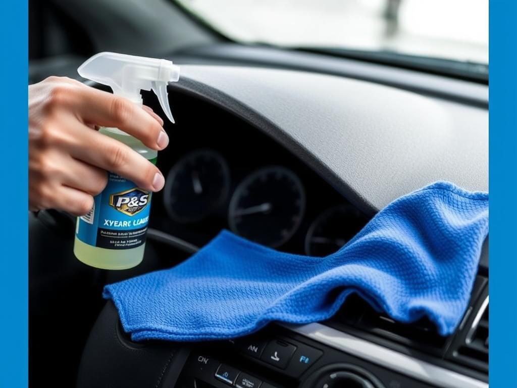 P&S Xpress Interior Cleaner being used on car dashboard P&S Xpress Interior Cleaner being used on car dashboard