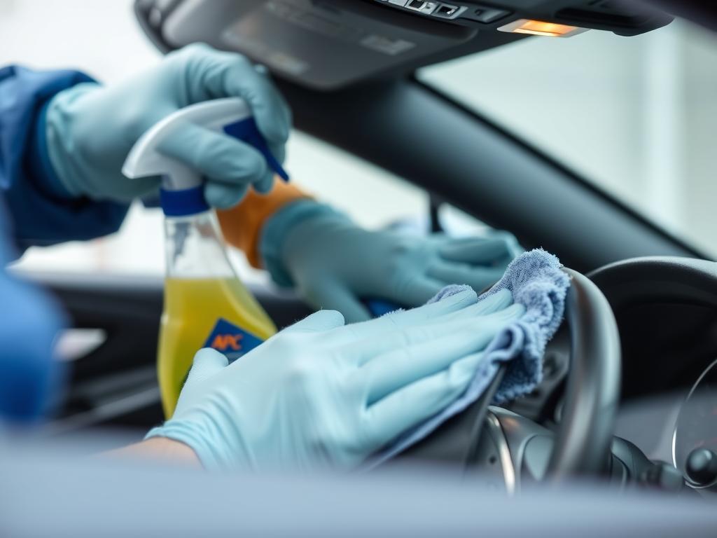 Professional applying APC to car interior Professional applying APC to car interior