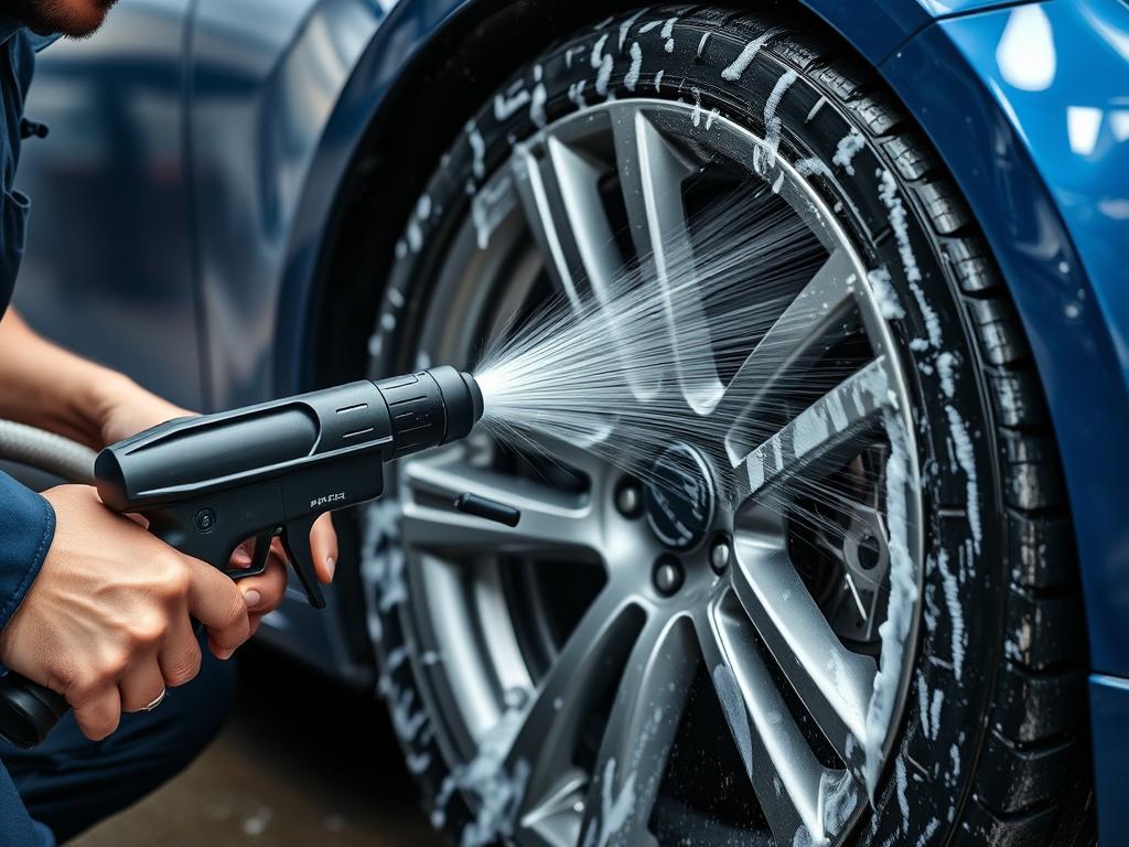 Professional applying APC to car wheels Professional applying APC to car wheels