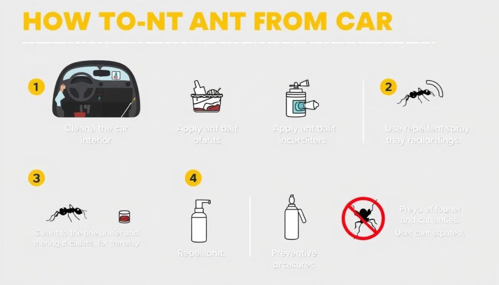 Step-by-step process showing best way to get ants out of car Step-by-step process showing best way to get ants out of car